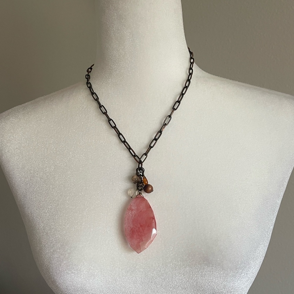 Pink Pendant Necklace with Chain